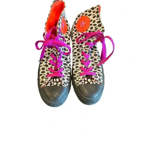 CONVERSE ALL STAR high top animal print with neon accent size 8 - Picture 5 of 9